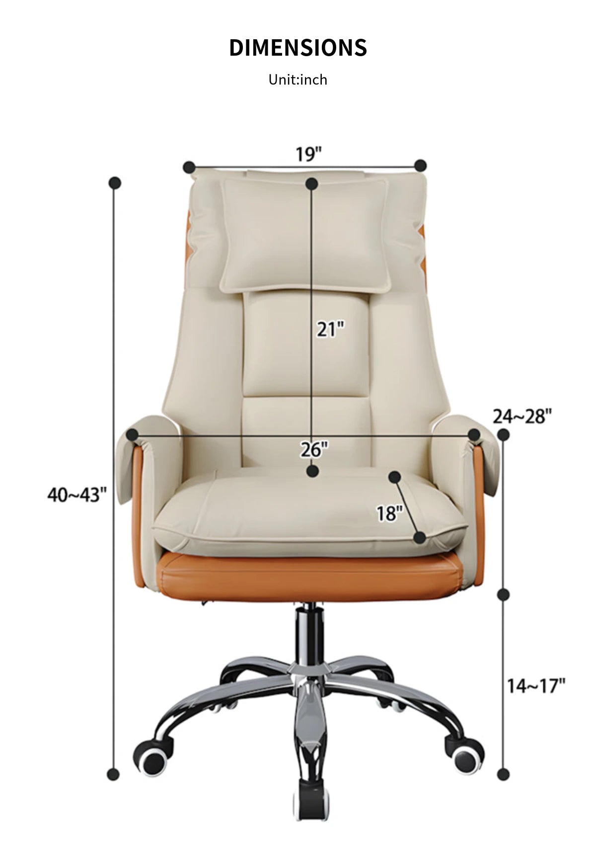 Ergonomic Office Chair with Swivel, Curved & Dual-Tone for Home Office — Detail image 15