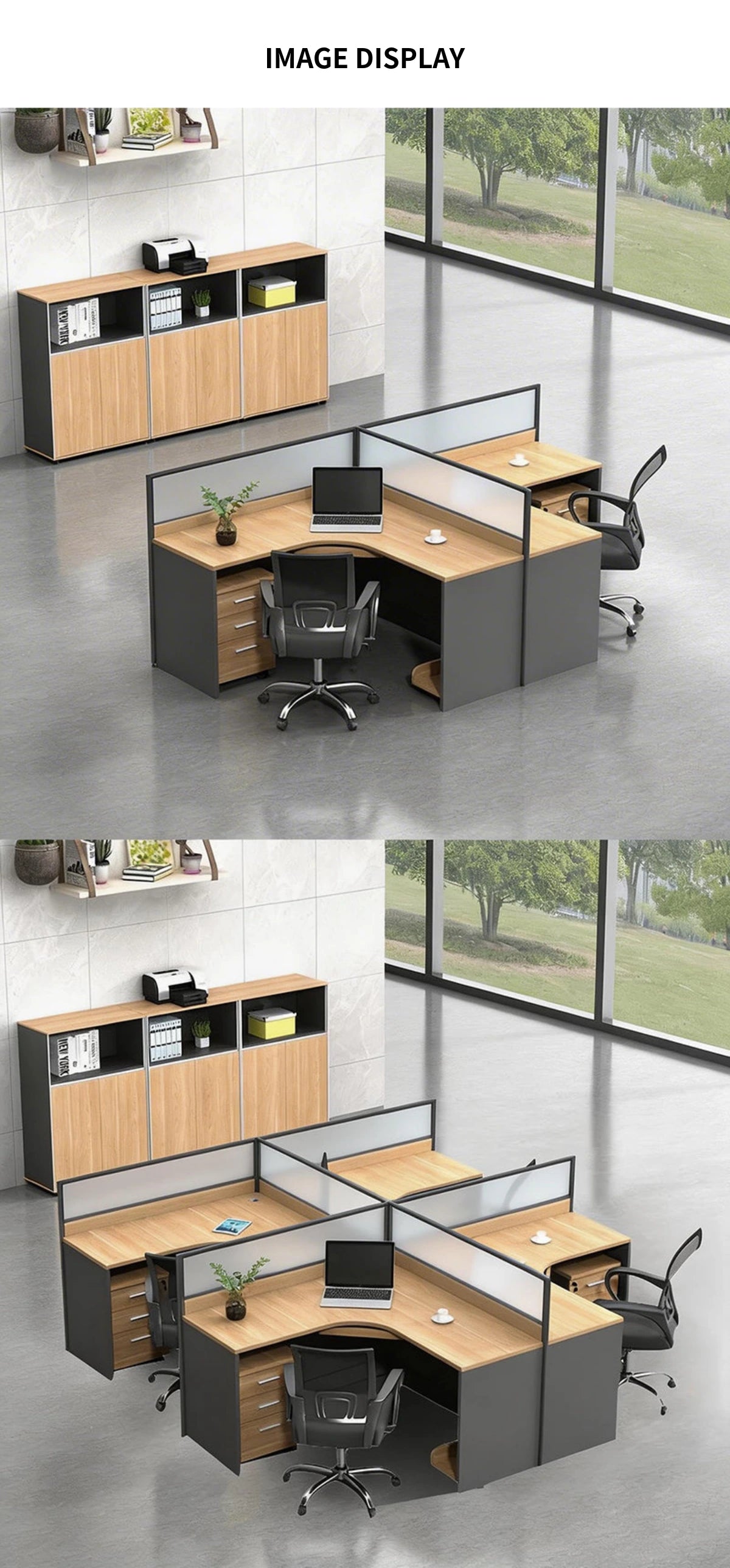 Modern Office Desk with Built-In Outlets, Cable Management & Glass Top for Home Office — Detail image 8