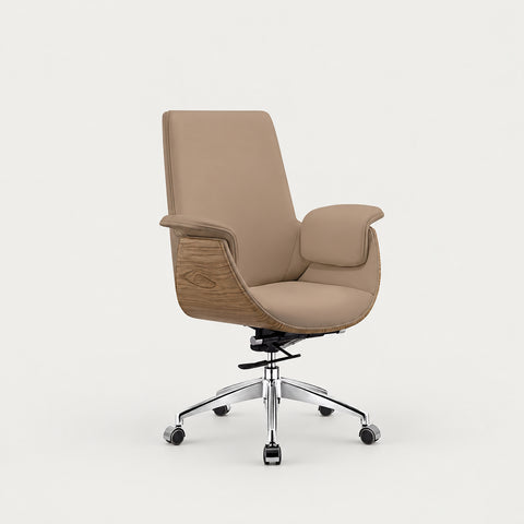 Low-back executive office chair - Curly Maple + Dark Gray