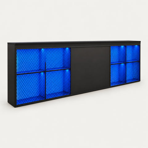 L-Shaped Reception Desk with LED Lighting, Marble Top & Lumbar Support for Office Lobby - 79" L x 20" W x 41" H / Straight