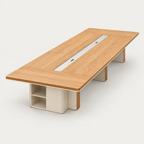 Customizable Luxury Durable Multifunctional Conference Table - 118" L x 55" W x 30" H / Wood tone