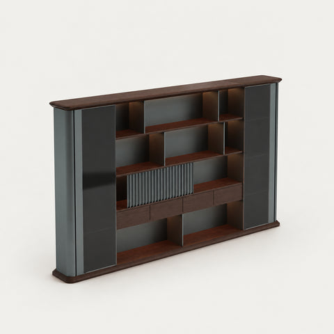 Customizable Luxury Durable Executive Desk with Two-tier Desktop - 118" L x 17" W x 79" H (File Cabinet) / File Cabinet