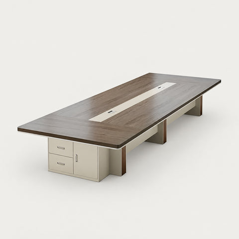 Curved Conference Table with Cable Management, Side Storage & Lumbar Support - 197" L x 59" W x 30" H