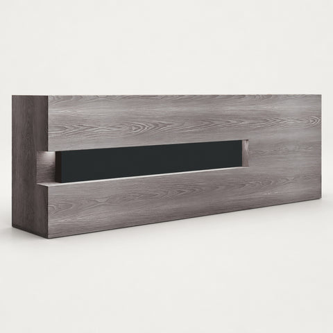 Curved Reception Desk 59-157 in Wide with Solid Wood, File Drawers & Lumbar Support - 59"L x 24"W x 39"H / Gray Wood Grain