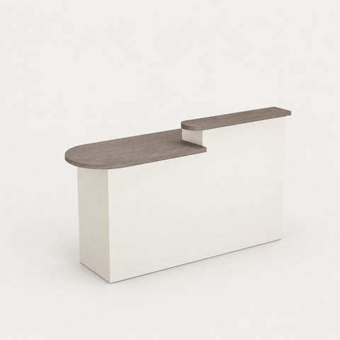Curved Reception Desk 31-94 in Wide with Cable Management, Lockable & File Drawers - 47" L x 20" W x 41" H / Gray / Higher Left Side