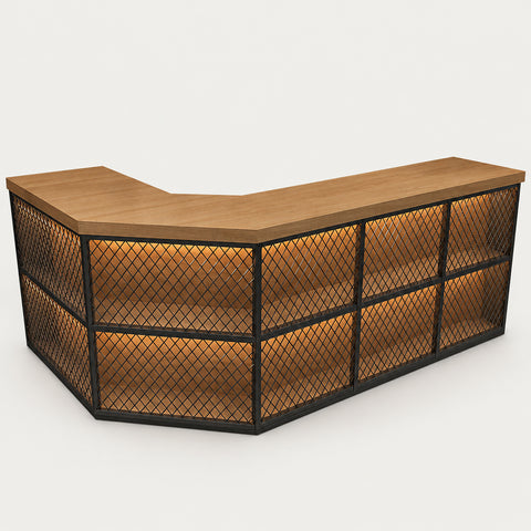L-Shaped Reception Desk 39-118 in Wide with File Drawers & Lumbar Support for Office Lobby - 87" L x 24" W x 39" H / Curved Single Countertop Corner