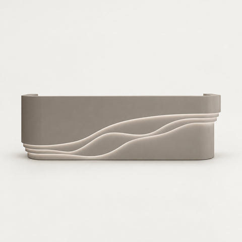 Curved Reception Desk 59-142 in Wide with File Drawers, LED Lighting & Lumbar Support - 59" L x 24" W x 39" H / Gray