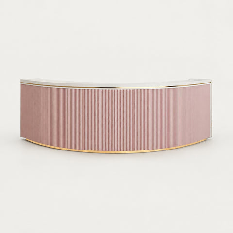 Curved Reception Desk 47-228 in Wide with Cable Management, File Drawers & Fluted Front - 59" L x 24" W x 39" H / Pink