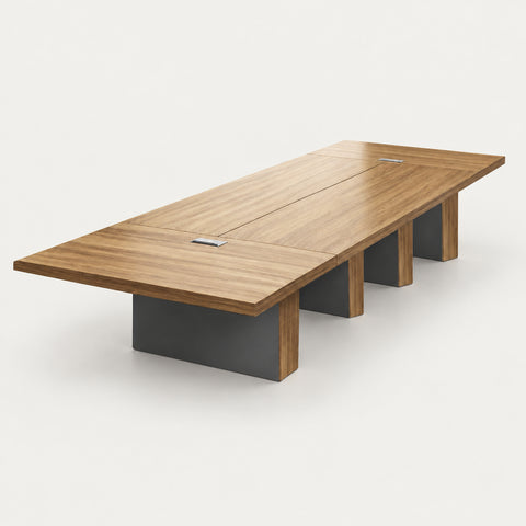 Modern Conference Table with Cable Management & Built-In Outlets for Boardroom - 236" L x 59" W x 30" H (Desk) / Desk / Teak