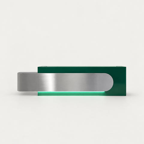 Modern Reception Desk 63-118 in Wide for Office Lobby - 63" L x 24" W x 39" H / Silver + Green