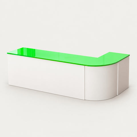 L-Shaped Reception Desk 79-142 in Wide with Keyboard Tray, Lockable & Lumbar Support - 118" L x 24" W x 31" H / Green