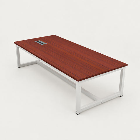 Rectangular Conference Table 47-189 in Wide (3.9-15.8 ft) with Lumbar Support - 71" L x 32" W x 29" H / Dark Red / White Table Legs