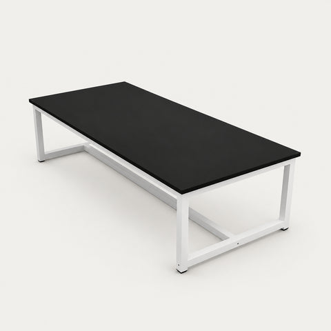 Rectangular Conference Table 47-189 in Wide (3.9-15.8 ft) with Lumbar Support - 62" L x 24" W x 29" H / Black / White Table Legs
