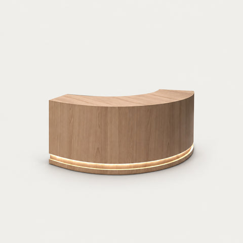 Curved Reception Desk 59-110 in Wide with Solid Wood, Lumbar Support & Privacy Panel - 110" L x 22" W x 39" H / Natural / Type 2
