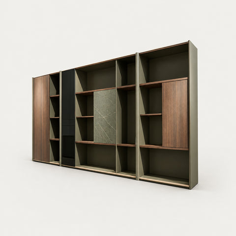 Modern Executive Desk with Cable Management, Side Storage & Marble Top for Home Office - 142" L x 16" W x 79" H (File Cabinet) / File Cabinet