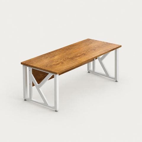 Modern Executive Desk 47-79 in Wide with Cable Management for Home Office - 55" L x 31" W x 30" H（Without Cabinet） / White Shelf / White Oak / Cabinet on the Right