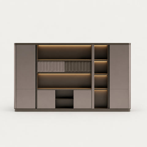 Modern Executive Desk with Cable Management & Lumbar Support for Home Office - 142" L x 24" W x 83" H (Bookcase) / Bookcase