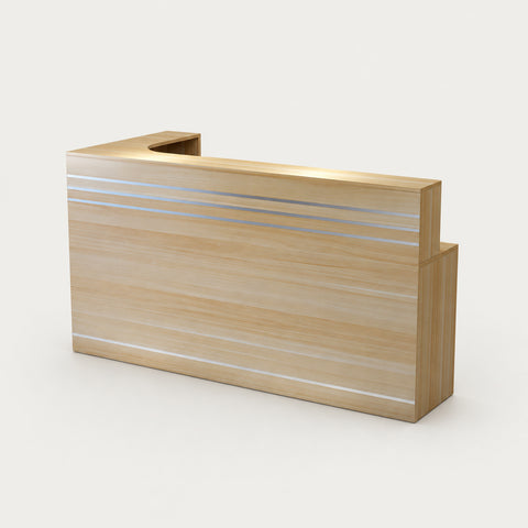 Retail Reception Desk 63-118 in Wide for Retail - 118" L x 31" W x 43" H / Light Walnut / Inside View Right Corner