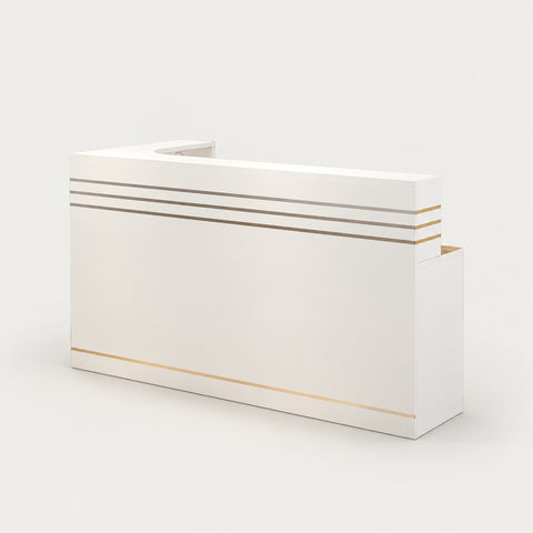 Retail Reception Desk 63-118 in Wide for Retail - 79" L x 31" W x 43" H / White / Inside View Right Corner