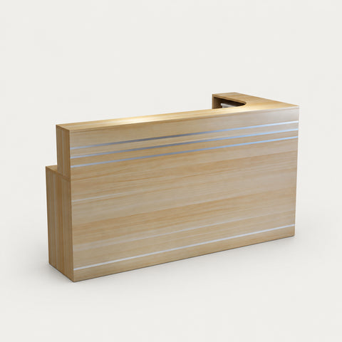 Retail Reception Desk 63-118 in Wide for Retail - 63" L x 31" W x 43" H / Light Walnut / Inside View Left Corner