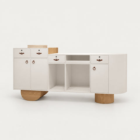 Curved Reception Desk 31-118 in Wide with Dual-Tone, Keyboard Tray & File Drawers - 110" L x 24" W x 39" H / Single Surface