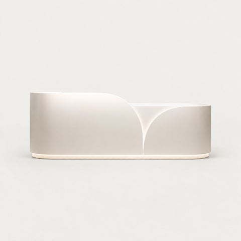 L-Shaped Reception Desk 55-157 in Wide with LED Lighting, Lockable & File Drawers - 150" L x 24" W x 39" H / White