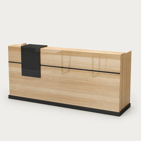 Modern Reception Desk 39-118 in Wide with Keyboard Tray & Lumbar Support for Office Lobby - 118" L x 24" W x 39" H / Light Walnut