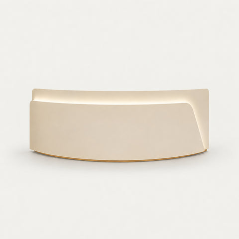 Curved Reception Desk with File Drawers, LED Lighting & Lockable for Retail - 59" L x 24" H x 39" H / Beige