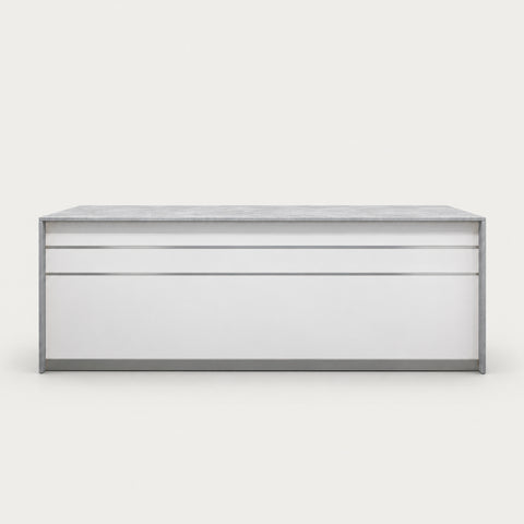 Modern Reception Desk 39-157 in Wide with Solid Wood for Office Lobby - 157" L x 20" W x 39" H / Gray / Tall Version