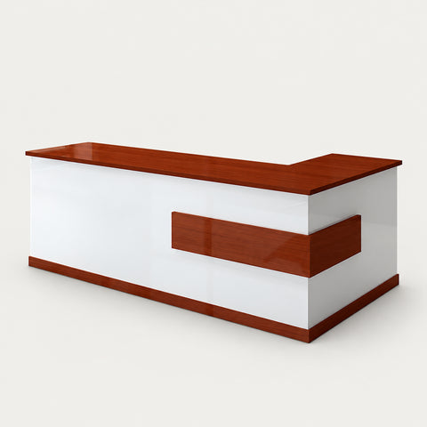 L-Shaped Reception Desk with Keyboard Tray & Lockable for Salon - 39" L × 39" W x 31" H / Cherry Red