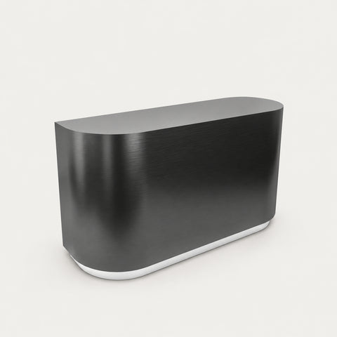 Salon Reception Desk 31-87 in Wide with Stainless Steel & Cable Management for Salon - 87" L x 20" W x 39" H / Platform Desktop Curved Stainless Steel