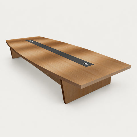 Boat-Shaped Conference Table 79-236 in Wide (6.6-19.7 ft) with Cable Management - 94" L x 47" W x 30" H / Brown / Conference Table