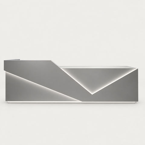 Salon Reception Desk 47-142 in Wide with Cable Management, Keyboard Tray & Lockable - 94" L x 24" W x 39" H / Gray