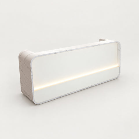Curved Reception Desk 39-94 in Wide with LED Lighting & Lumbar Support for Salon - 59" L x 27" W x 39" H / White Marble + White