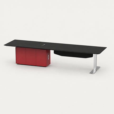 Executive Desk 94-126 in Wide with Built-In Outlets, Wireless Charging & Cable Management - 102" L x 35" W x 30" H / Without electric adjustment / Left Island