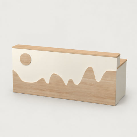 Salon Reception Desk 39-59 in Wide with Keyboard Tray, Lockable & File Drawers for Salon - 39" L x 24" W x 39" H / Without Light Strip / Maple