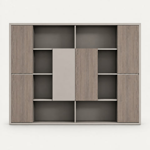 Modern Executive Desk with File Drawers, Side Storage & Lockable for Home Office - 94" L x 16" W x 79" H (File Cabinet) / File Cabinet