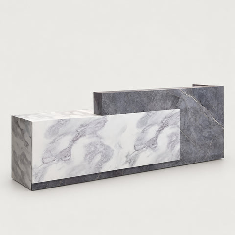 Salon Reception Desk 47-177 in Wide with Dual-Tone, Keyboard Tray & Lockable for Salon - 47" L x 24" W x 39" H / Gray Marble / Left