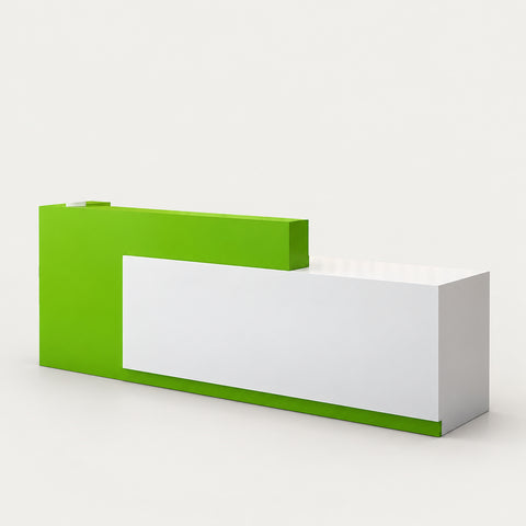 Salon Reception Desk 47-177 in Wide with Dual-Tone, Keyboard Tray & Lockable for Salon - 150" L x 24" W x 39" H / Green / Right
