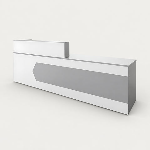 Retail Reception Desk 55-71 in Wide with Dual-Tone, Lockable & Solid Wood for Retail - 55" L x 24" W x 39" H / Right / Gray