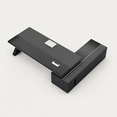 L-Shaped Executive Desk 71-126 in Wide with Side Storage for Home Offi - 94" L x 71" W x 30" H (Desk) / Side Cabinet on the Left