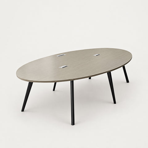 Oval Conference Table with Cable Management & Lumbar Support for Meeting Room - 118" L × 47" W × 30" H