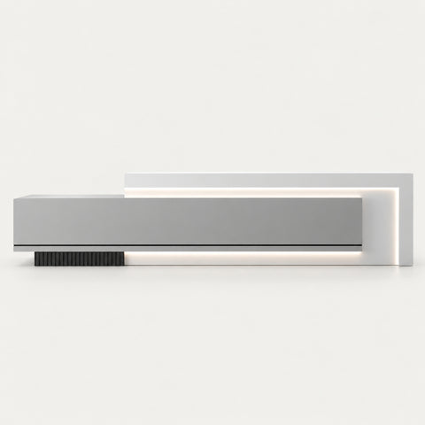 Salon Reception Desk 47-142 in Wide with Lockable, File Drawers & Transaction Counter - 59" L x 24" W x 39" H / White + Gray