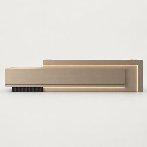 Salon Reception Desk 47-142 in Wide with Lockable, File Drawers & Transaction Counter - 94" L x 24" W x 39" H / Natural