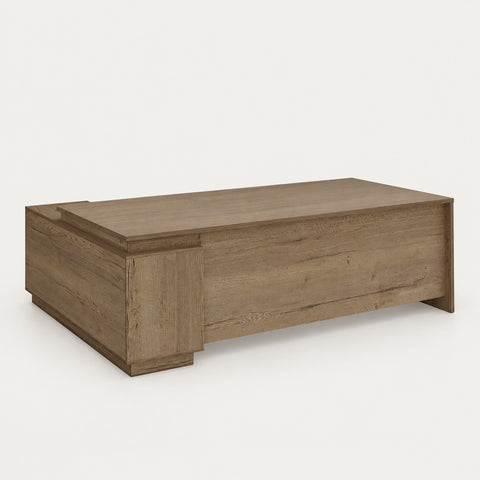 L-Shaped Executive Desk 63 in Wide with Privacy Panel, Cable Management & Side Storage - 63" L x 31" W x 30" H / Light Walnut/Left or Right (Interchangeable)