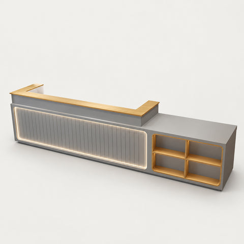 Retail Reception Desk 47-157 in Wide for Retail - 150" L x 24" W x 39" H / Cement Gray