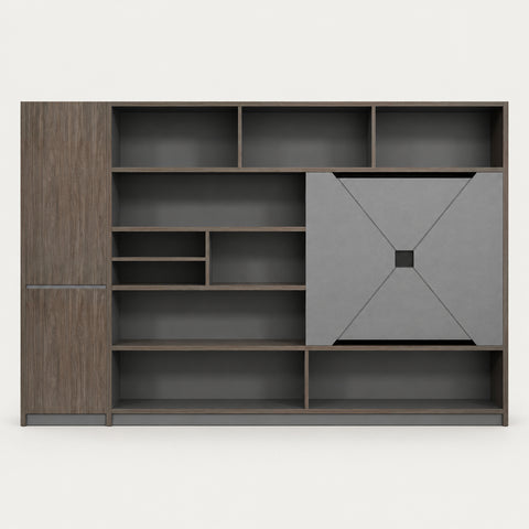 Modern Executive Desk with Cable Management, Side Storage & Walnut for Home Office - 94" L x 16" W x 79" H / File Cabinet