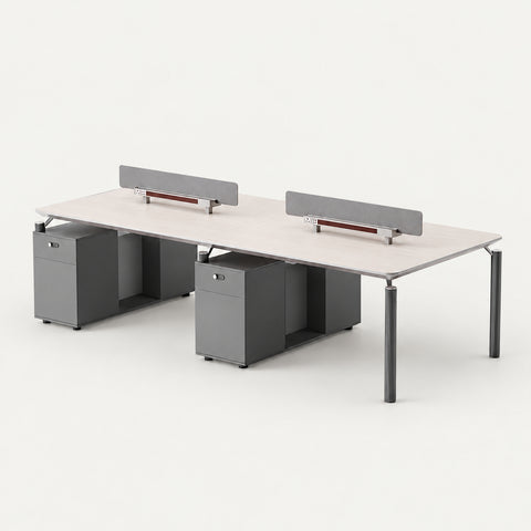Display Storage Cabinet 30 in Tall with Lockable, Lumbar Support & Modular for Home Office - 94" L x 47" W x 30" H / Gray / 4-Seater