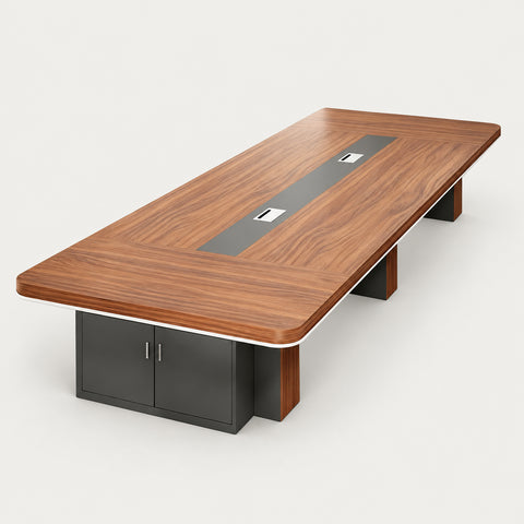 Rectangular Conference Table with Cable Management, Lumbar Support & Transaction Counter - 94" L x 47" W x 30" H / Dark Walnut / Table*1