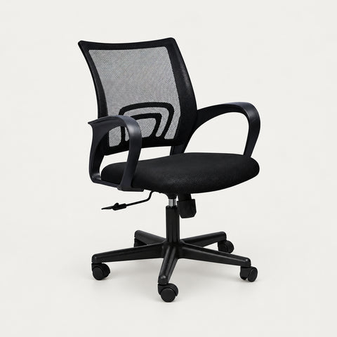 Mesh Ergonomic Office Chair with Swivel, Breathable Mesh & Lumbar Support for Home Office - Black / Nylon Chair Base